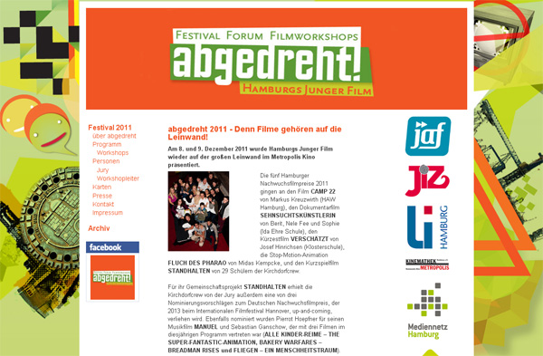 Webseite des Festivals 2011