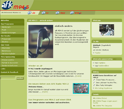 M94.5 Der Münchner-Radio-Sender mit Webcam, Playlist, laufendem Programm und Veranstaltungshinweisen
