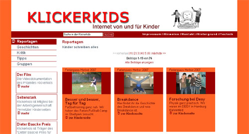 Klickerkids-Webseite nach Relaunch